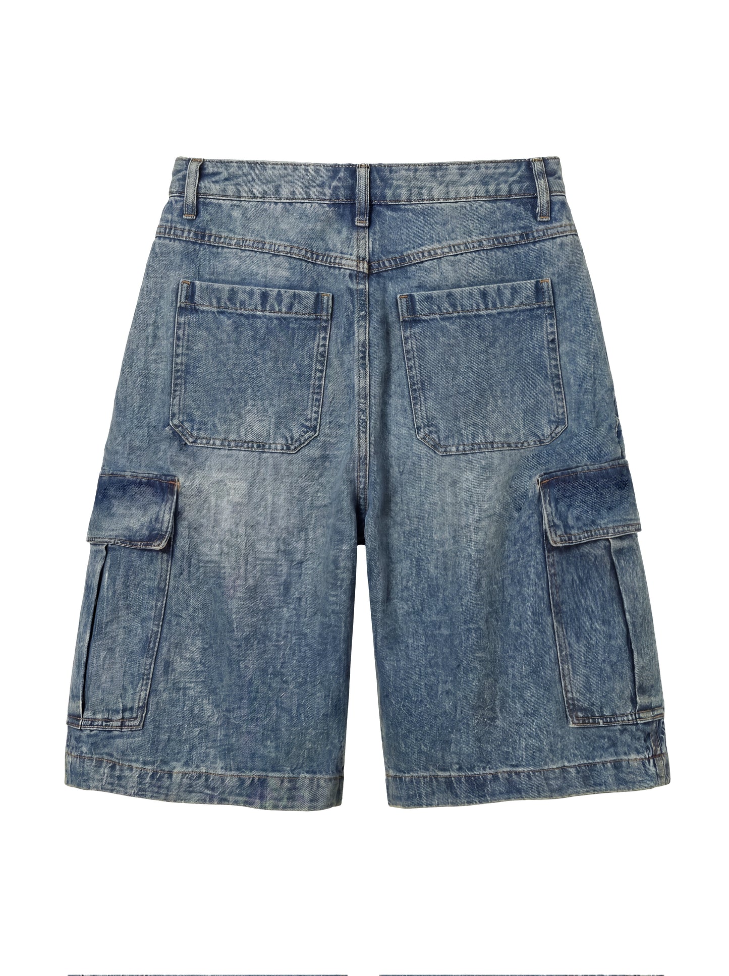 Cargo Pocket Bermuda Denim Pants_Deep Blue