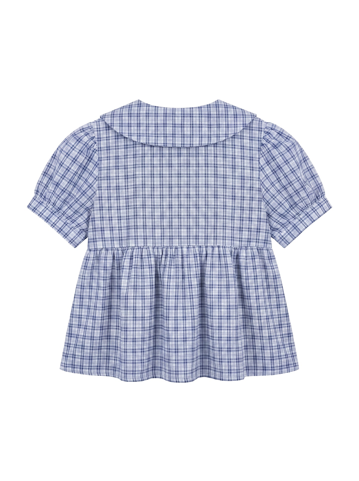 Flare Check Blouse_Blue