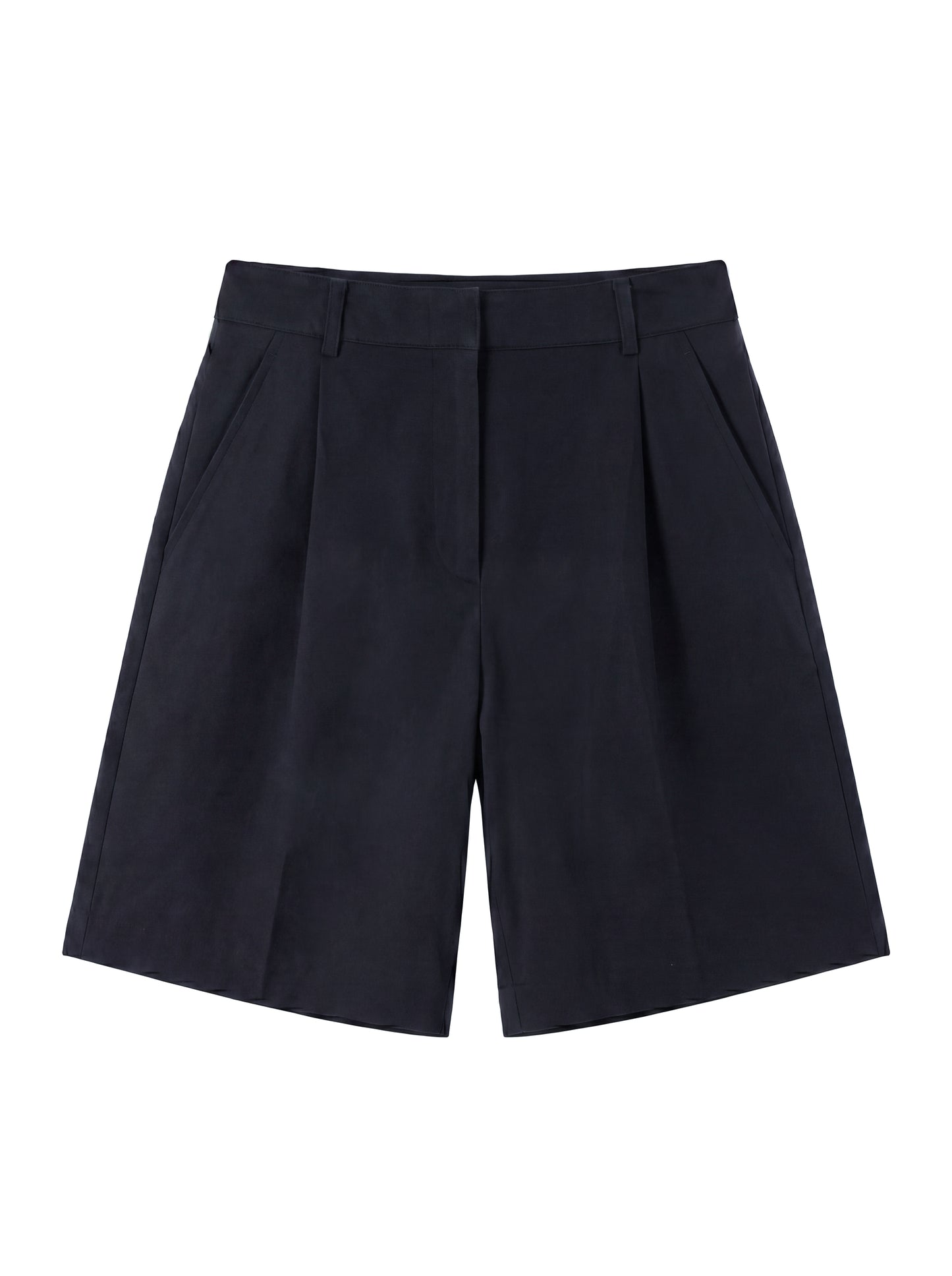 One-Tuck Bermuda Pants_Navy