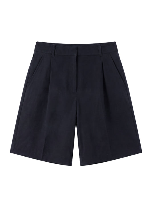 One-Tuck Bermuda Pants_Navy