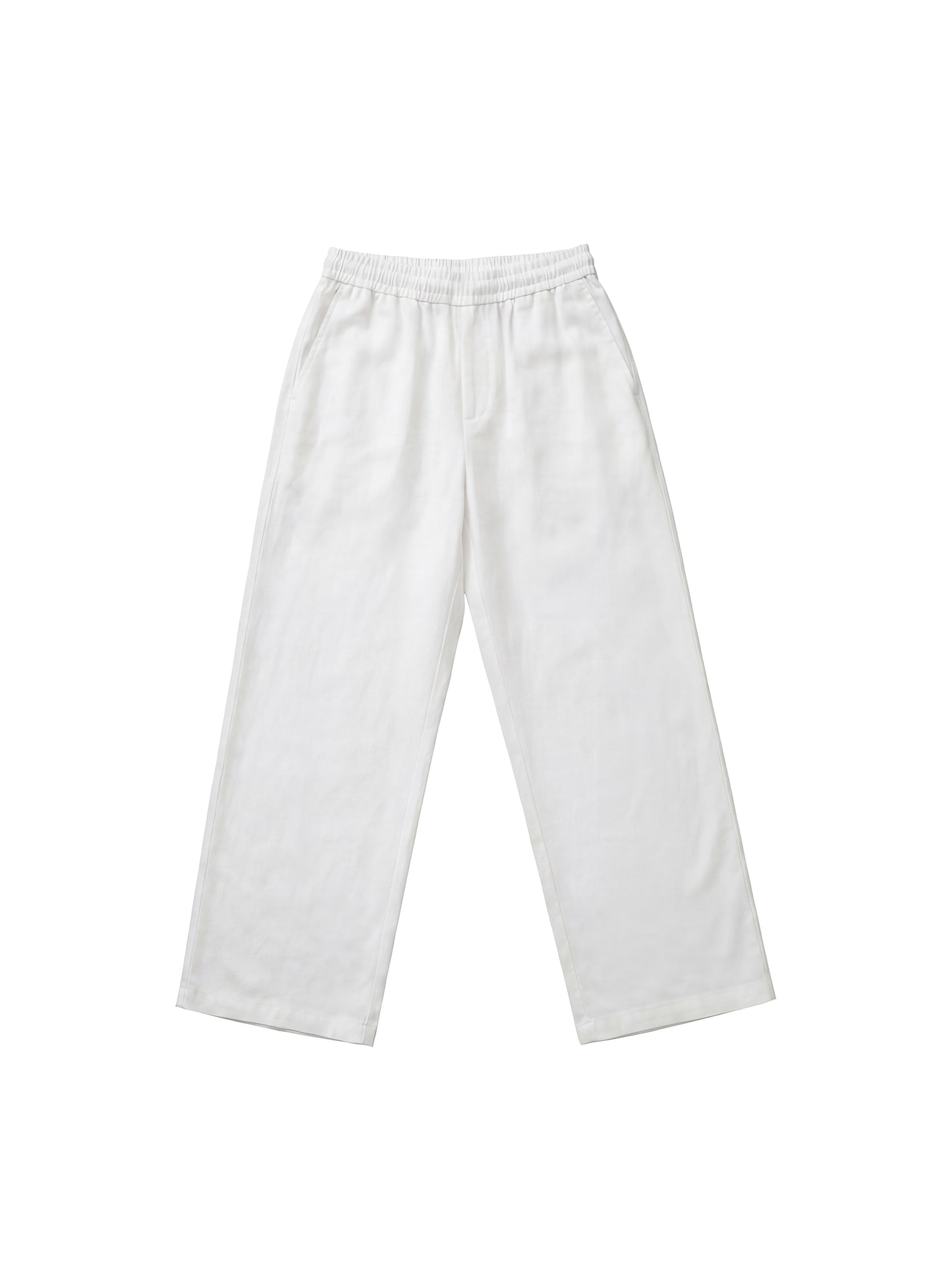 Cotton-Banded Wide Pants_White