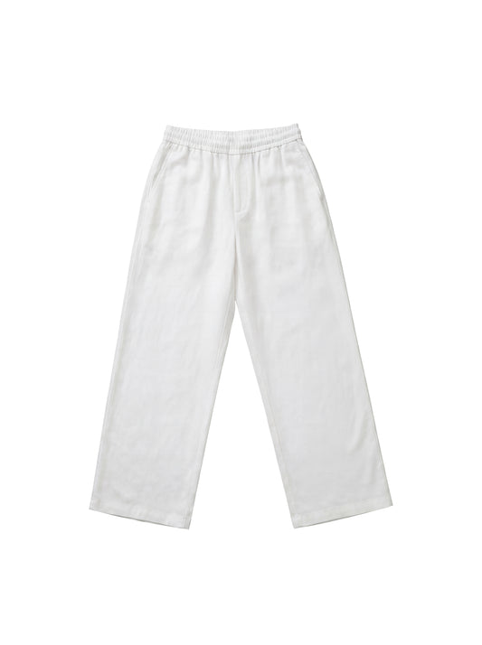 Cotton-Banded Wide Pants_White