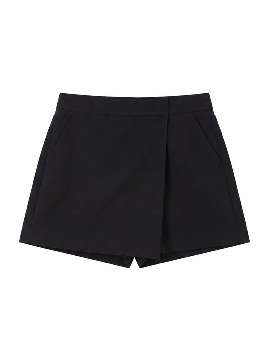 Short Wrap Skirt Pants_Black