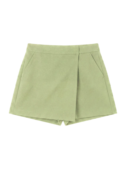 Short Wrap Skirt Pants_Apple Green