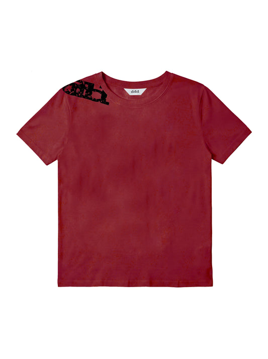 Side ddd Cracked T-Shirt_Burgundy