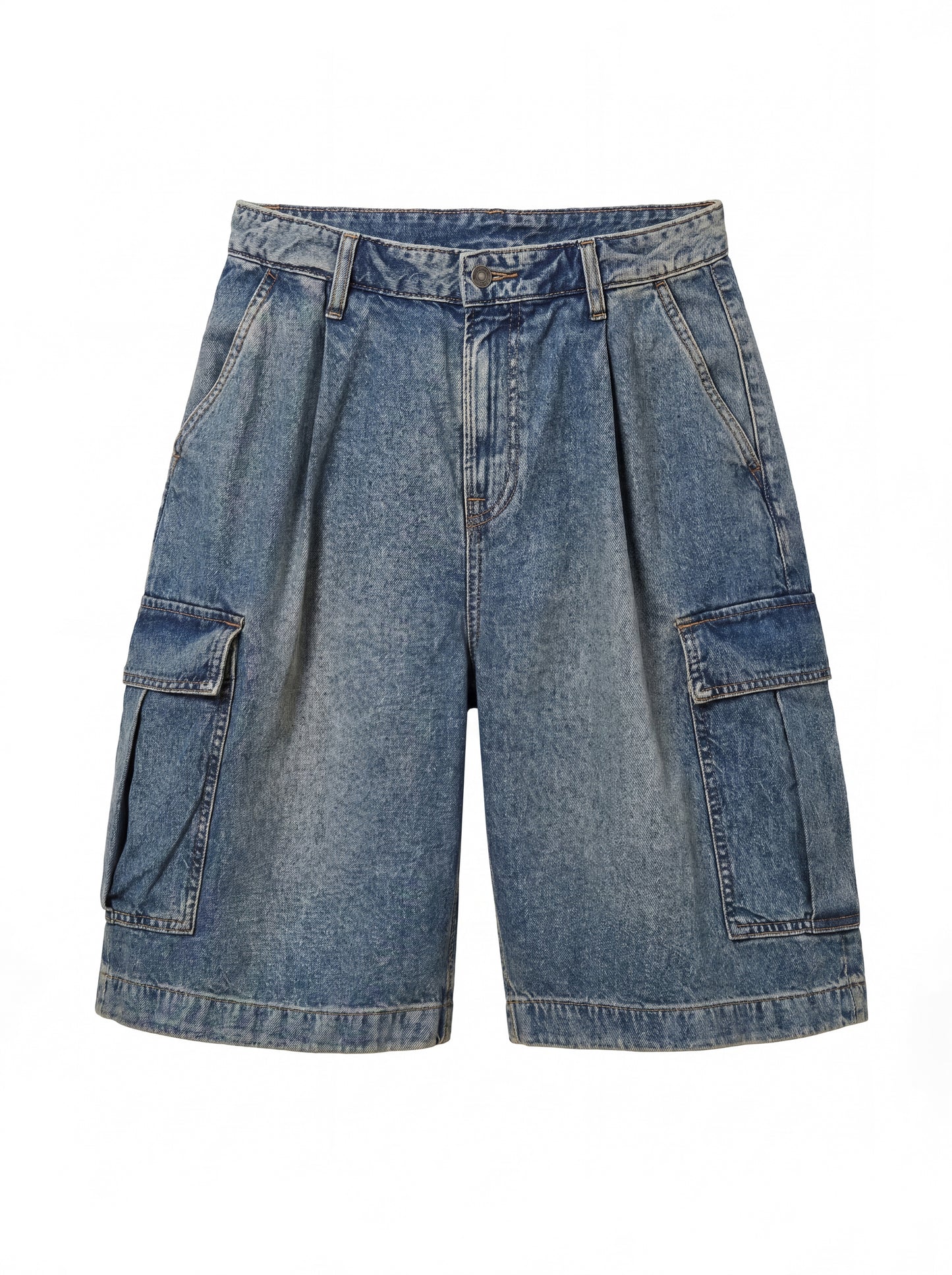 Cargo Pocket Bermuda Denim Pants_Deep Blue
